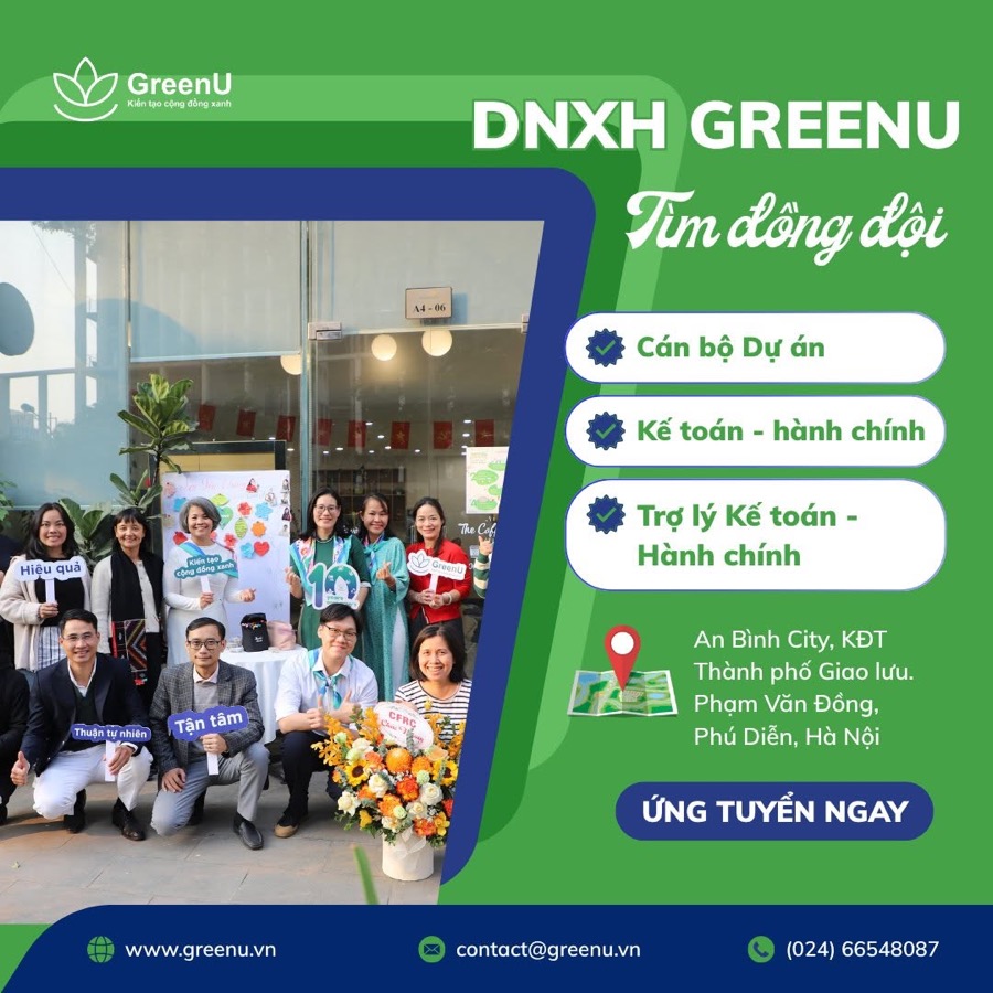 GreenU tuyển dụng đội ngũ dự án và hành chính